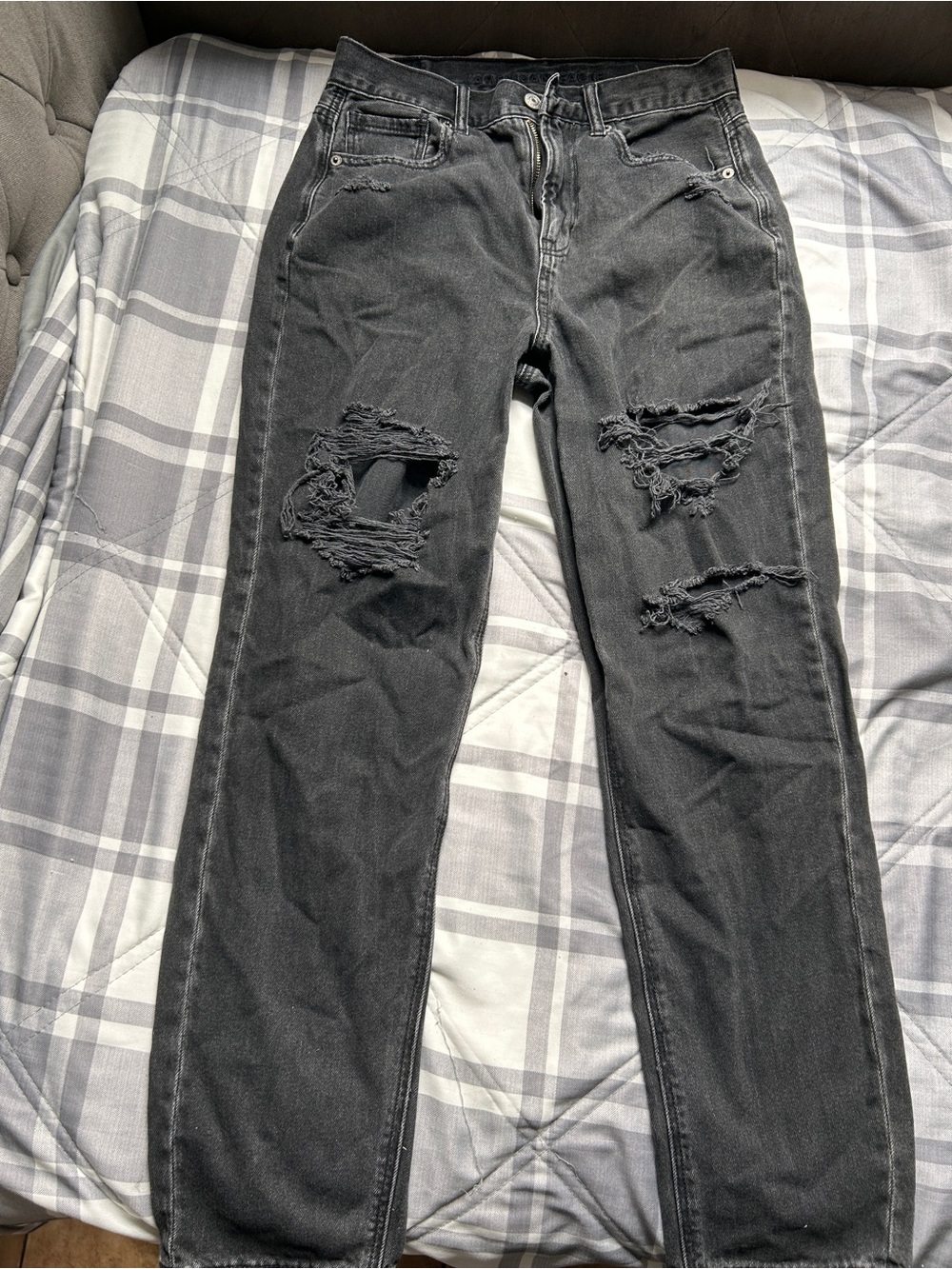American Eagle Outfitters Black Slim Straight Ripped Jeans